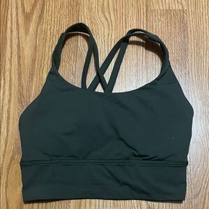 Lululemon long line energy bra in dark olive green